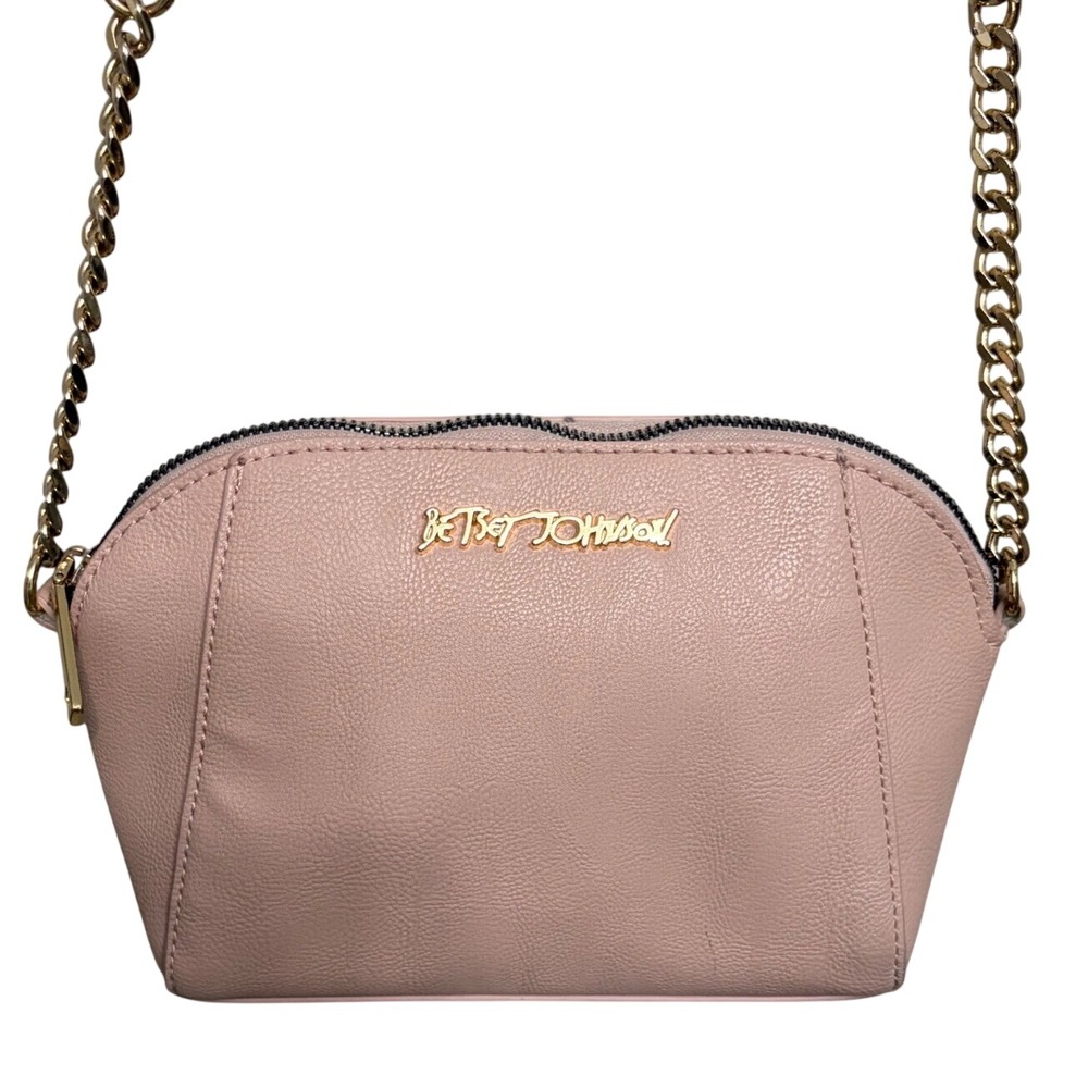 Betsey Johnson Pink Crossbody Bag Faux Leather Women's Small